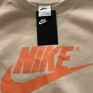 New with tags- Nike Sweatshirt Beige with Orange accents-Size L